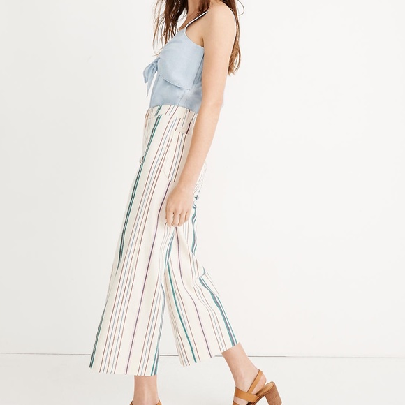 Madewell Wide Leg High Waist Stripe Crop Pants 25P - Picture 2 of 11